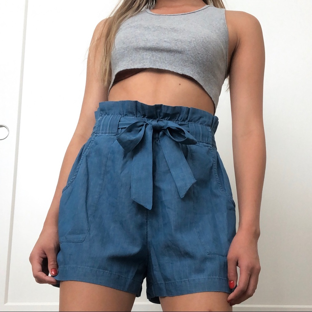 BCBGeneration Paperbag Denim Shorts